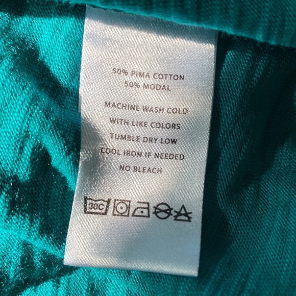 Anthropologie's Lillla P Caribbean Green Asymmetrical Hem Dress w Side Tie XS - Picture 6 of 10